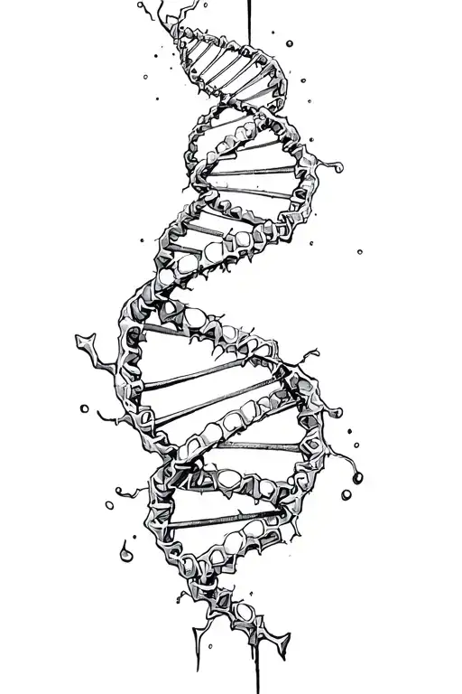 broken dna double helix tattoo design idea