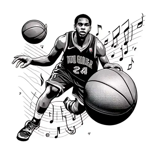 basketball and music lovers tattoo design idea