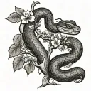 snake and apple tree tattoo design idea