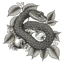 snake and apple tree tattoo design idea