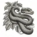 snake and apple tree tattoo design idea