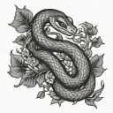 snake and apple tree tattoo design idea