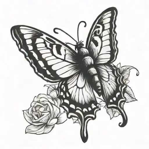 float like a butterfly sting like a bee incorporated onto a butterfly tattoo design idea