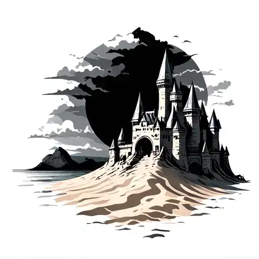Sand Castle tattoo design idea
