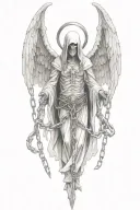 azrael, angel of death, chains tattoo design idea