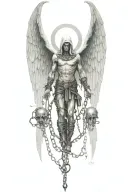azrael, angel of death, chains tattoo design idea