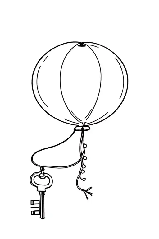 balloon with key attached to string tattoo design idea