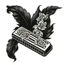 floral harmonica tattoo design idea