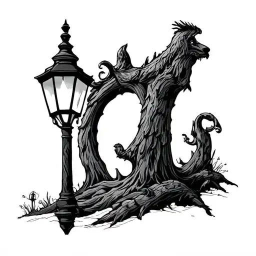 Narnia lampost scene tattoo design idea
