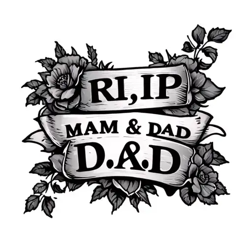 "R.I.P MAM & DAD" memorial tattoo tattoo design idea