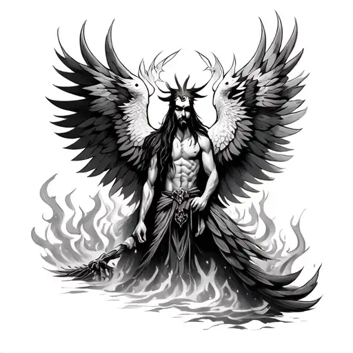Aghori and phoenix rising from the ashes tattoo design idea