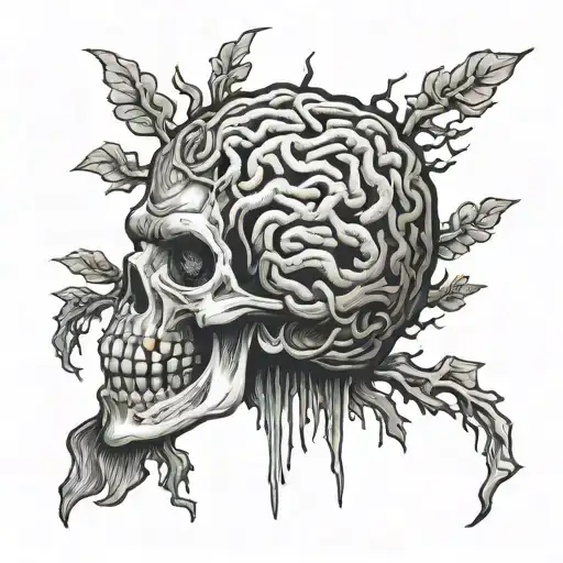 zombie brain tattoo design idea