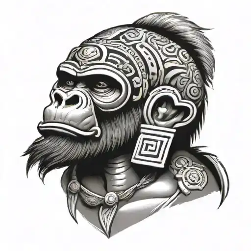 gorilla Aztec warrior tattoo design idea