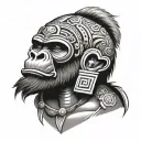 gorilla Aztec warrior tattoo design idea