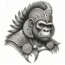 gorilla Aztec warrior tattoo design idea