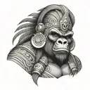 gorilla Aztec warrior tattoo design idea