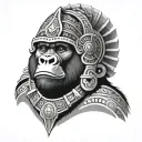 gorilla Aztec warrior tattoo design idea