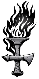 anvil fire Hammer and ax tattoo design idea