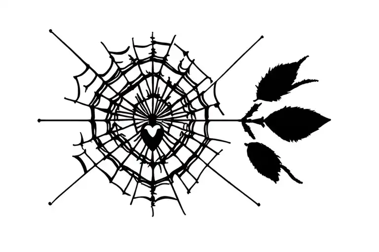 Web and Spider and Heart tattoo design idea