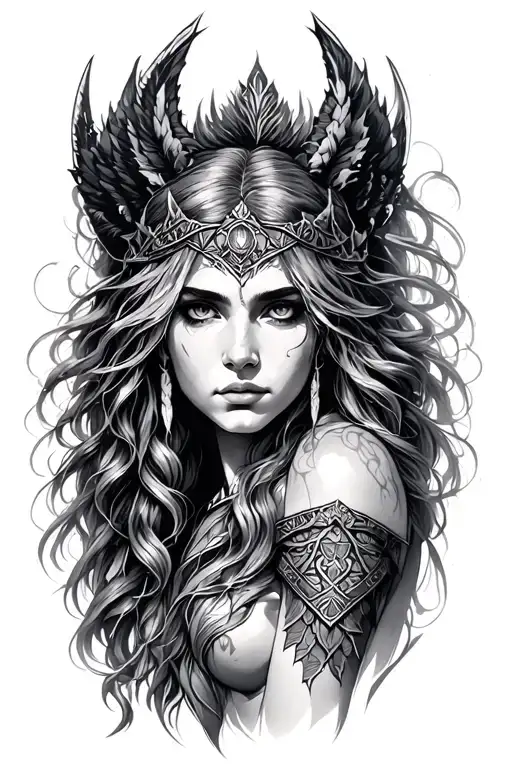 freya norse goddes wearing tattoo design idea