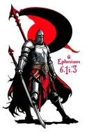 "Ephesians 6:11-13" crusader knight tattoo design idea