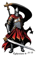 "Ephesians 6:11-13" crusader knight tattoo design idea