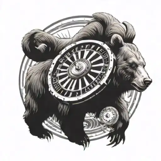 bear, bull, roulette wheel tattoo design idea