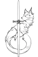 Fox going around a katana sword tattoo design idea