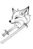 Fox going around a katana sword tattoo design idea
