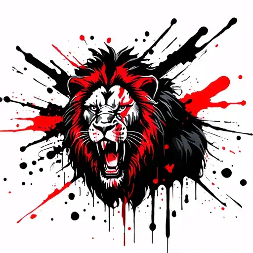 black, dark, creepy, angry, lion tattoo  tattoo design idea