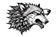 angry wolf head tattoo design idea
