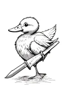 ignorant cute duck with knife tattoo design idea