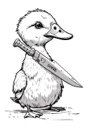 ignorant cute duck with knife tattoo design idea