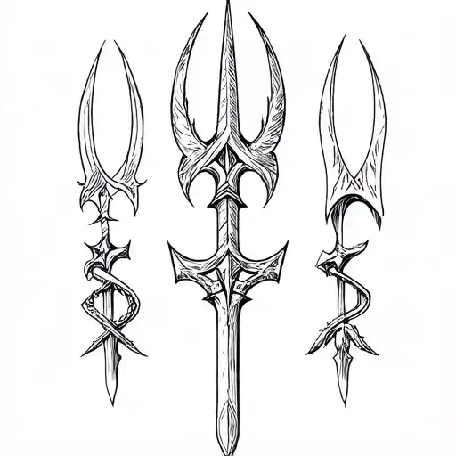 Italian, Irish, Slovak, and Ukrainian trident tattoo design idea