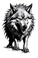 evil wolf surrounded tattoo design idea