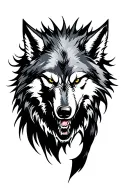 evil wolf surrounded tattoo design idea