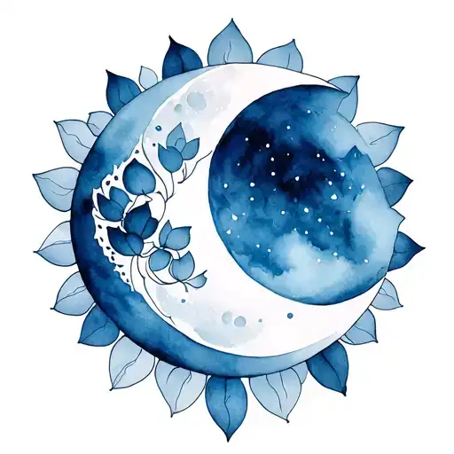 Moon Mandala And Lotus tattoo design idea