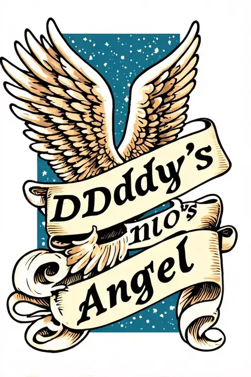 "Daddy’s Angel" "Daddy’s Angel" wings spread tattoo design idea