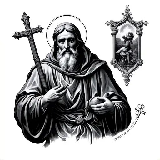 Saint Anthony patron saint of lost things inside tattoo design idea