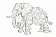 outline of elephant using the letters in the names Samuel and Elizabeth tattoo design idea