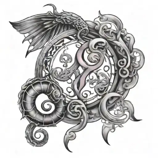 cancer Gemini Scorpio zodiac symbol tattoo design idea
