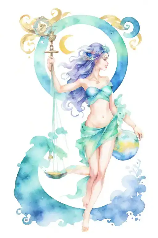 libra, Goddess, powerful,  moon tattoo design idea