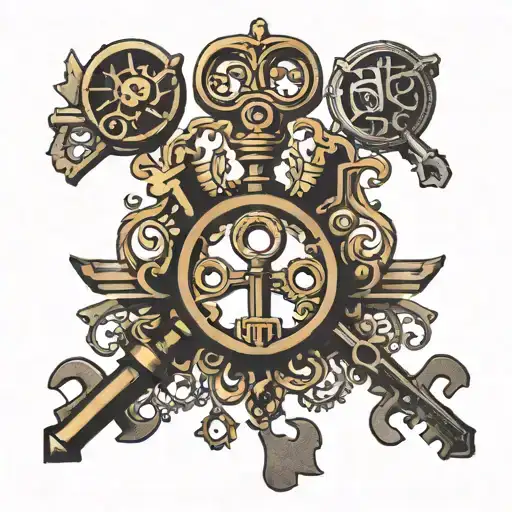 circle of antique keys  tattoo design idea