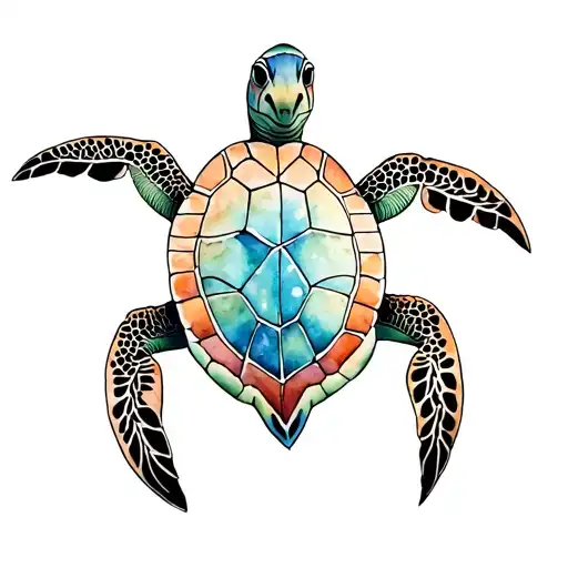 polynesian inspired turtle tattoo but with stippled legs and head tattoo design idea
