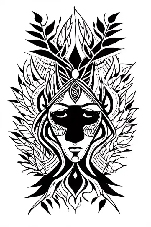 shamanic healer and nature inspired tattoo tattoo design idea