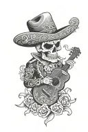 skull mariachi face tattoo design idea