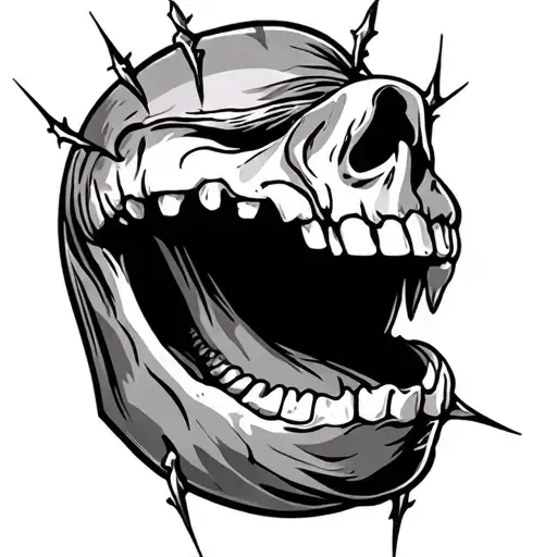 stitches in the jaw tattoo design idea
