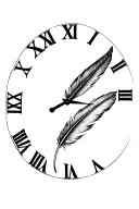 feather with 6 june 2003 roman numeral clock tattoo design idea