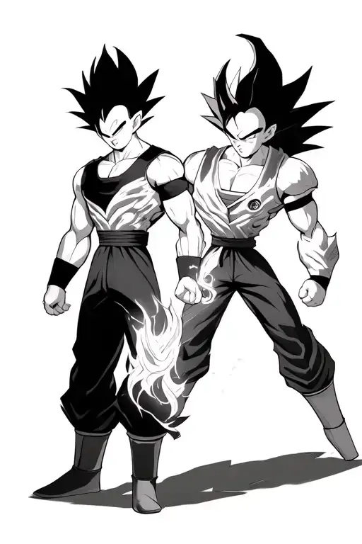 Majin vegeta and Gochan ssj2 tattoo design idea