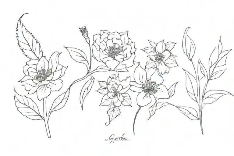 jan sept oct November birth flower tattoo design idea